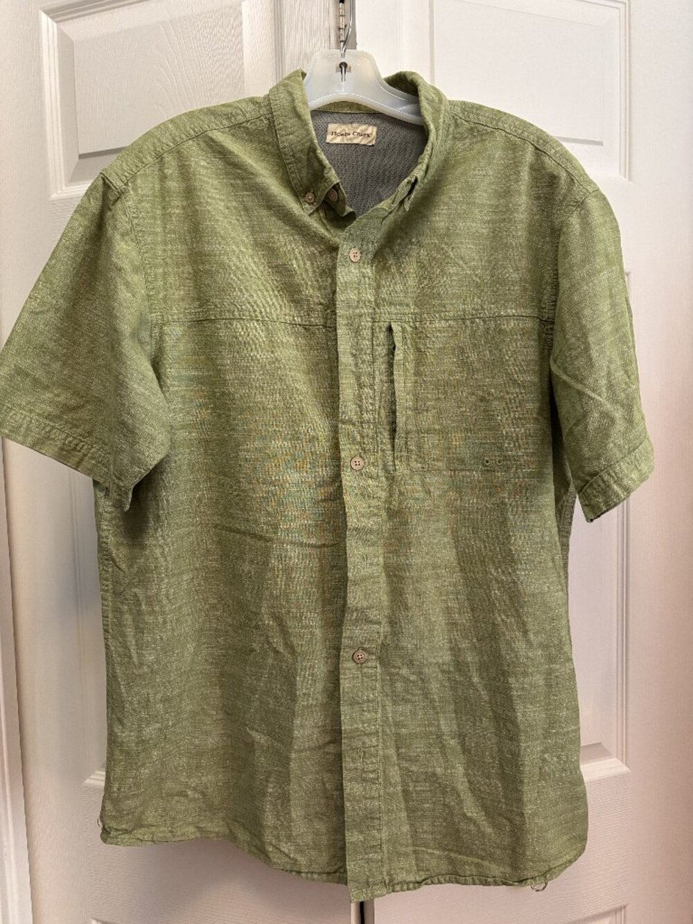 Hobbs Creek Mens Large Vented Fishing Shirt Green Short Sleeve Outdoor Travel